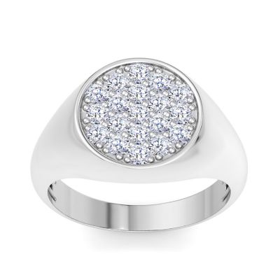Bruno Magli Lab Created Mens 1 Carat Round Lab Grown Diamond Cluster Ring In Sterling Silver, 12