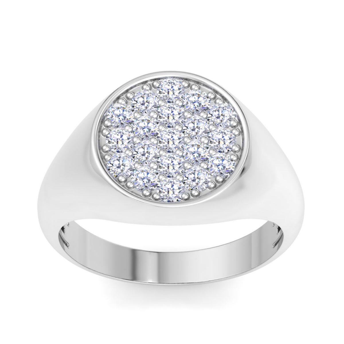 Lab Created Mens 1 Carat Round Lab Grown Diamond Cluster Ring In Sterling Silver