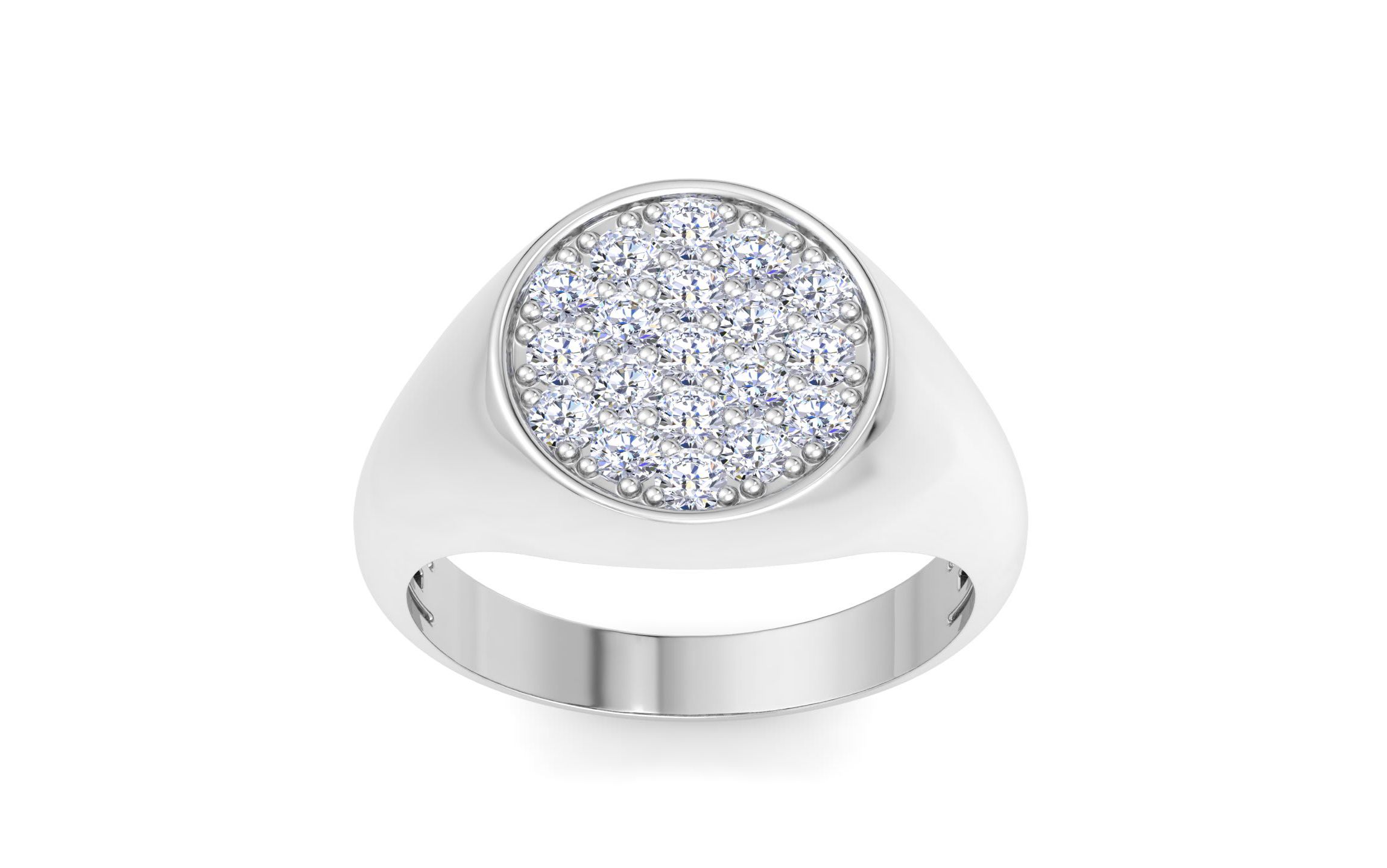 Lab Created Mens 1 Carat Round Lab Grown Diamond Cluster Ring In Sterling Silver