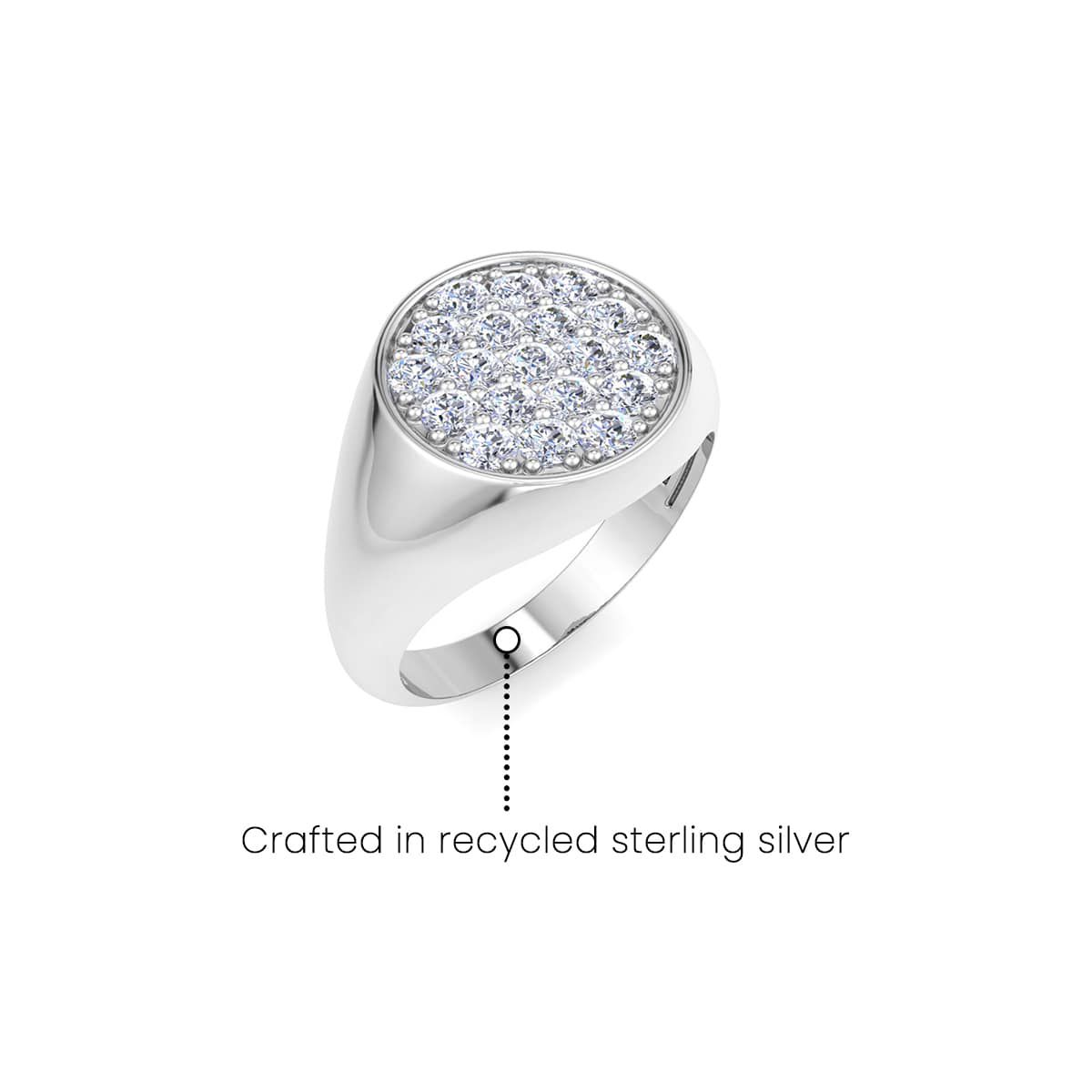 Lab Created Mens 1 Carat Round Lab Grown Diamond Cluster Ring In Sterling Silver