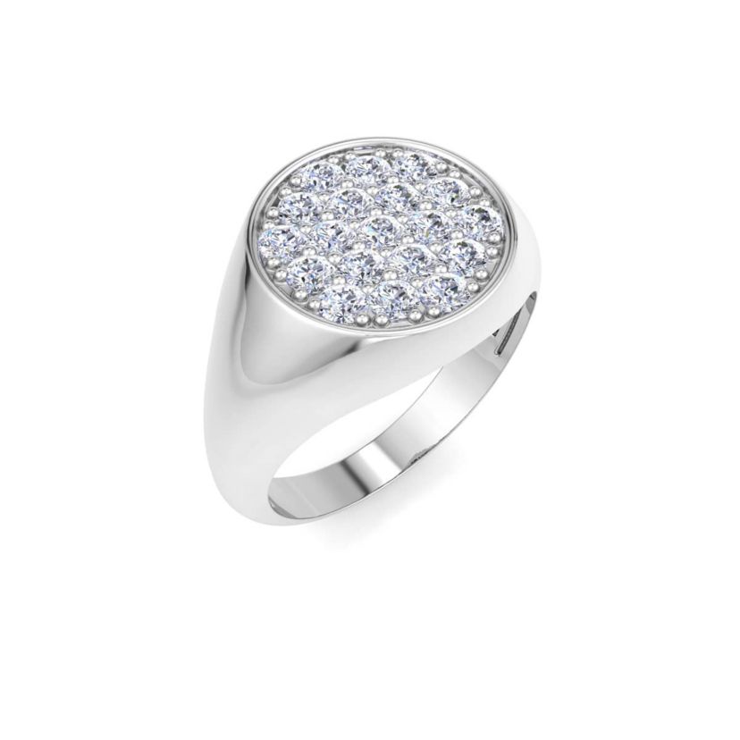 Lab Created Mens 1 Carat Round Lab Grown Diamond Cluster Ring In Sterling Silver