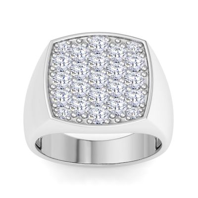 Bruno Magli Lab Created Mens 2 Carat Cushion Lab Grown Diamond Cluster Ring In Sterling Silver