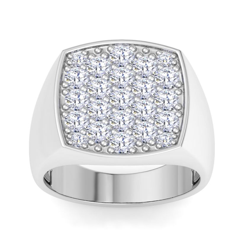 Lab Created Mens 2 Carat Cushion Lab Grown Diamond Cluster Ring In Sterling Silver