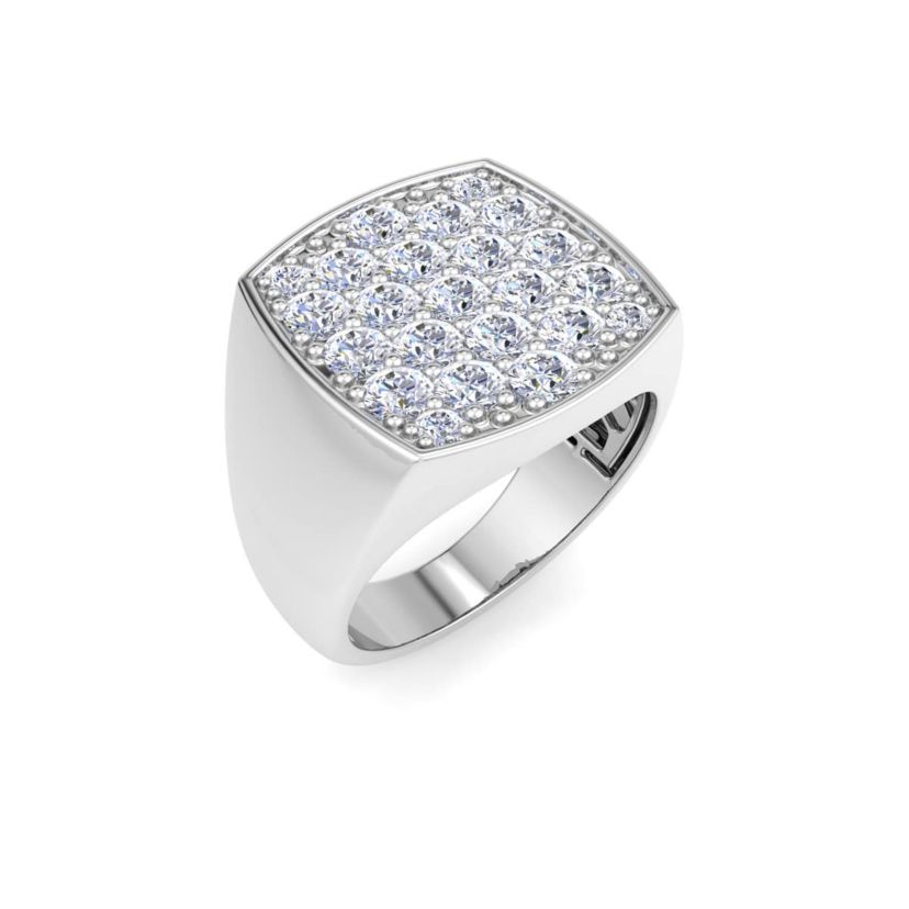 Lab Created Mens 2 Carat Cushion Lab Grown Diamond Cluster Ring In Sterling Silver