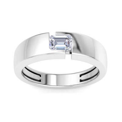 Bruno Magli Lab Created Mens 3/4 Carat Emerald Cut Lab Grown Diamond Floating Solitaire Ring In Sterling Silver, 11