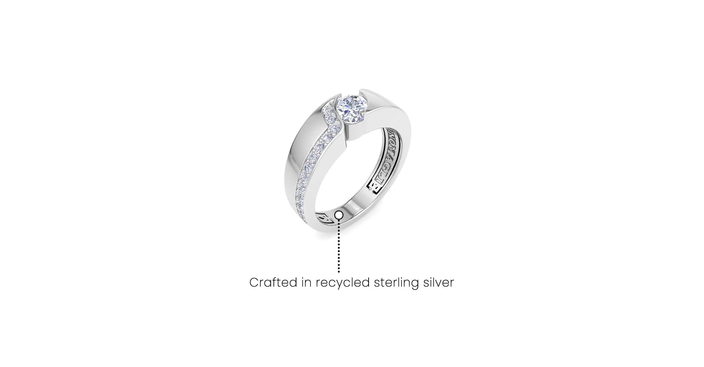 Lab Created Mens 1 Carat Oval Shape Lab Grown Diamond Floating Ring In Sterling Silver