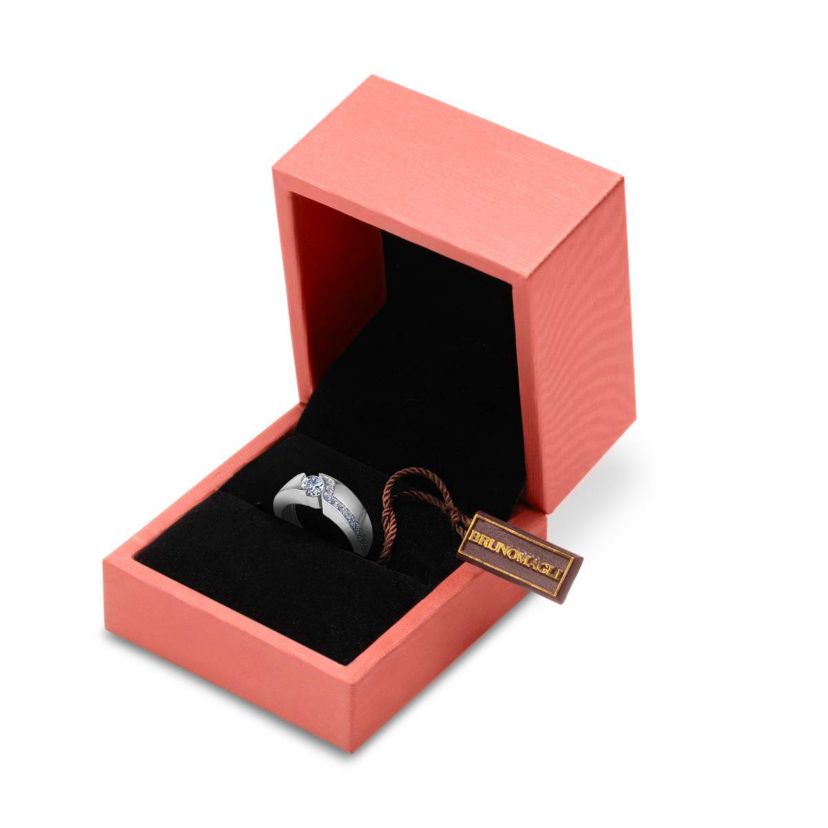 Lab Created Mens 1 Carat Oval Shape Lab Grown Diamond Floating Ring In Sterling Silver