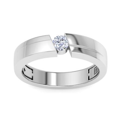 Bruno Magli Lab Created Mens 1/4 Carat Round Shape Lab Grown Diamond Floating Solitaire Ring In Sterling Silver