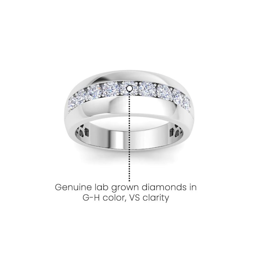 Lab Created Mens 1 Carat Classic Lab Grown Diamond Ring In Sterling Silver