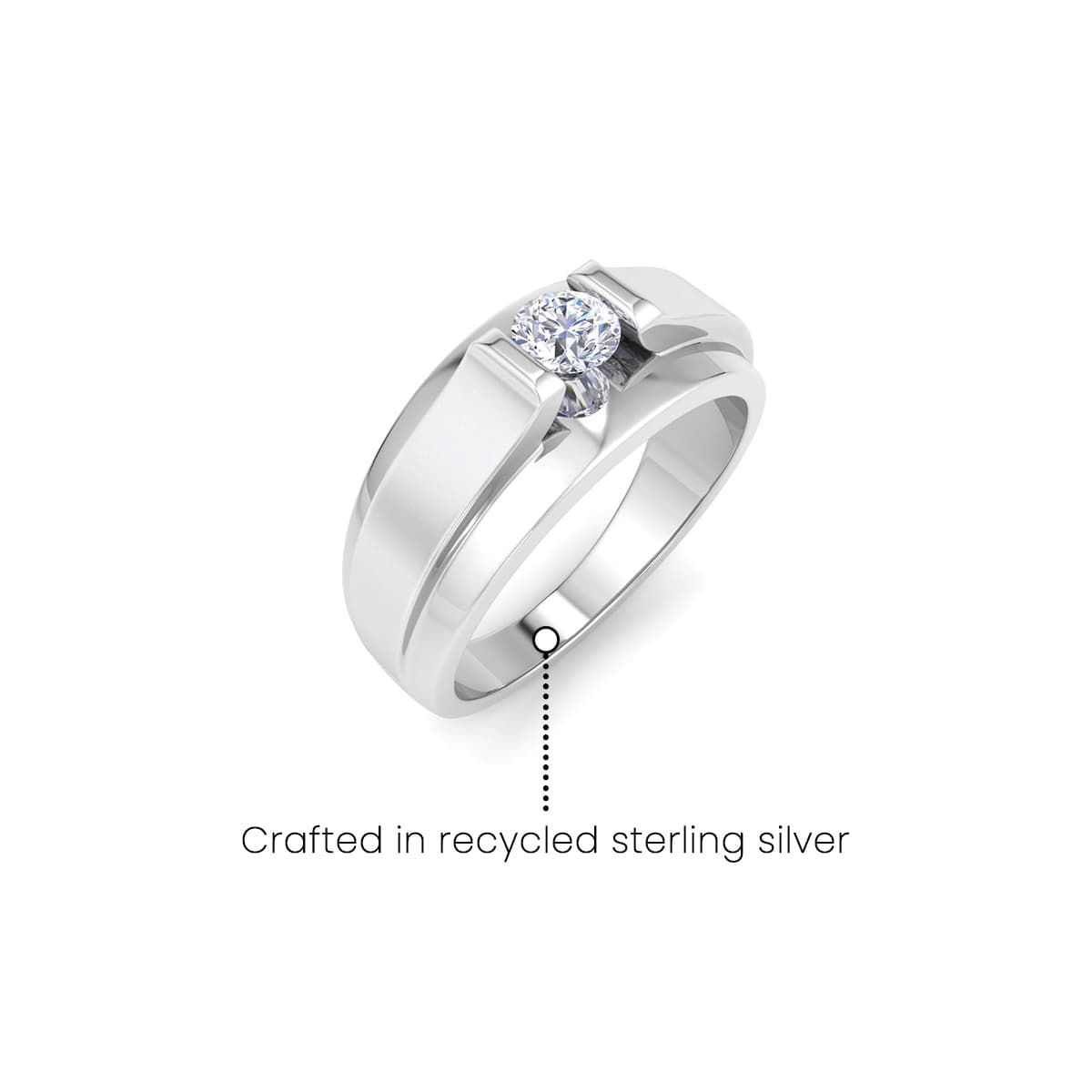 Lab Created Mens 1/3 Carat Round Shape Lab Grown Diamond Solitaire Ring In Sterling Silver