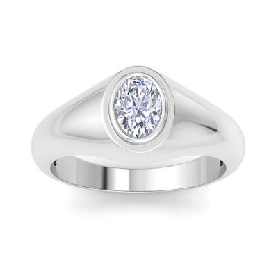 Bruno Magli Lab Created Mens 1 Carat Oval Shape Lab Grown Diamond Solitaire Ring In Sterling Silver, 12
