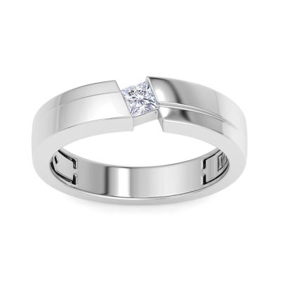 Bruno Magli Lab Created Mens 1/4 Carat Princess Cut Lab Grown Diamond Floating Solitaire Ring In Sterling Silver