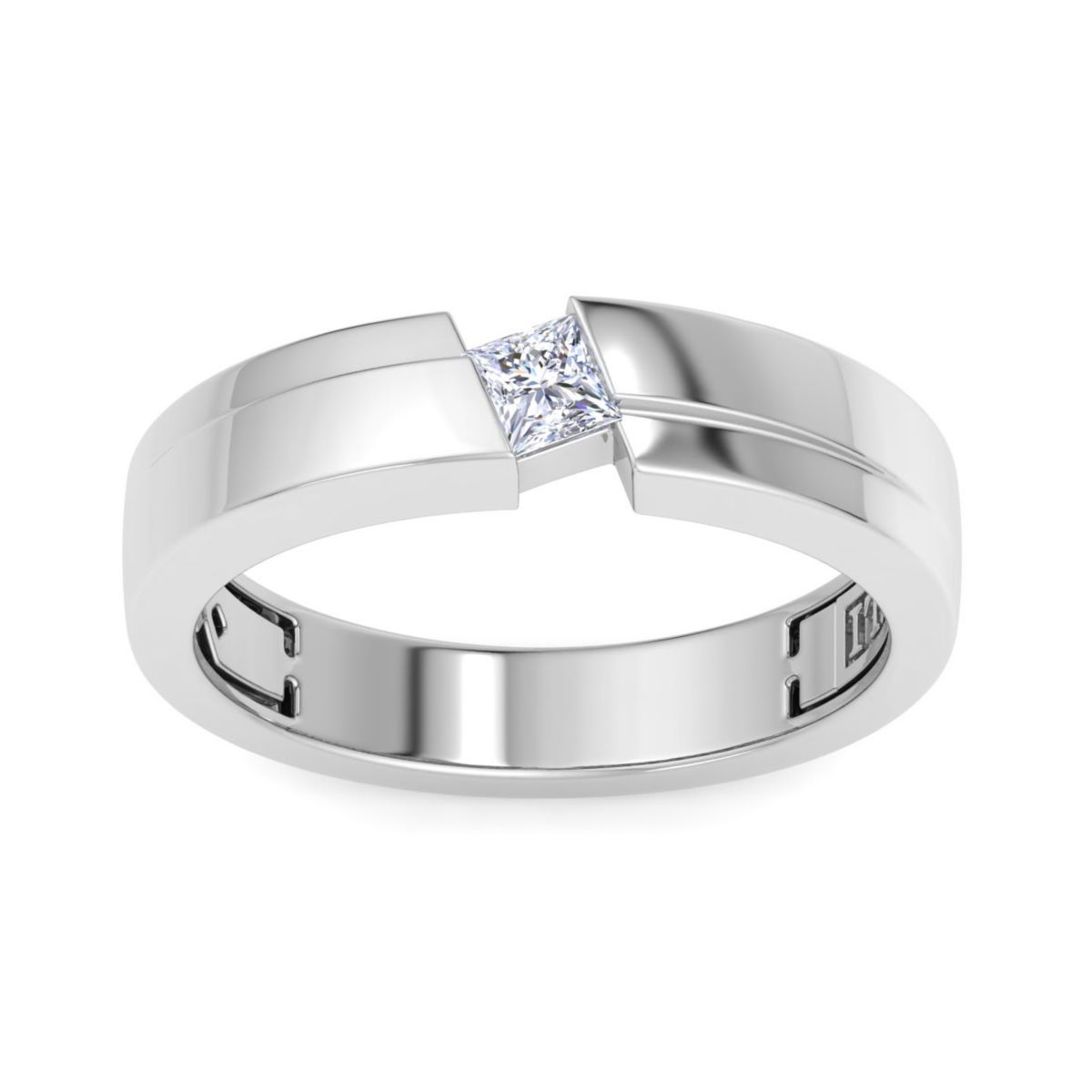 Lab Created Mens 1/4 Carat Princess Cut Lab Grown Diamond Floating Solitaire Ring In Sterling Silver