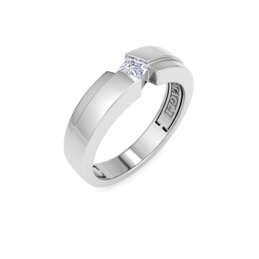 Lab Created Mens 1/4 Carat Princess Cut Lab Grown Diamond Floating Solitaire Ring In Sterling Silver