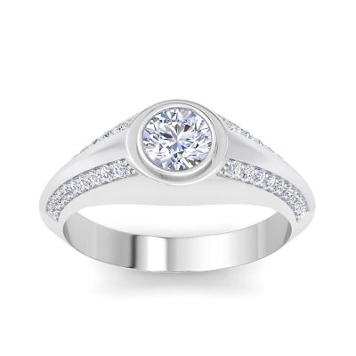 Bruno Magli Lab Created Mens 1 1/2 Carat Round Shape Lab Grown Diamond Ring In Sterling Silver, 7