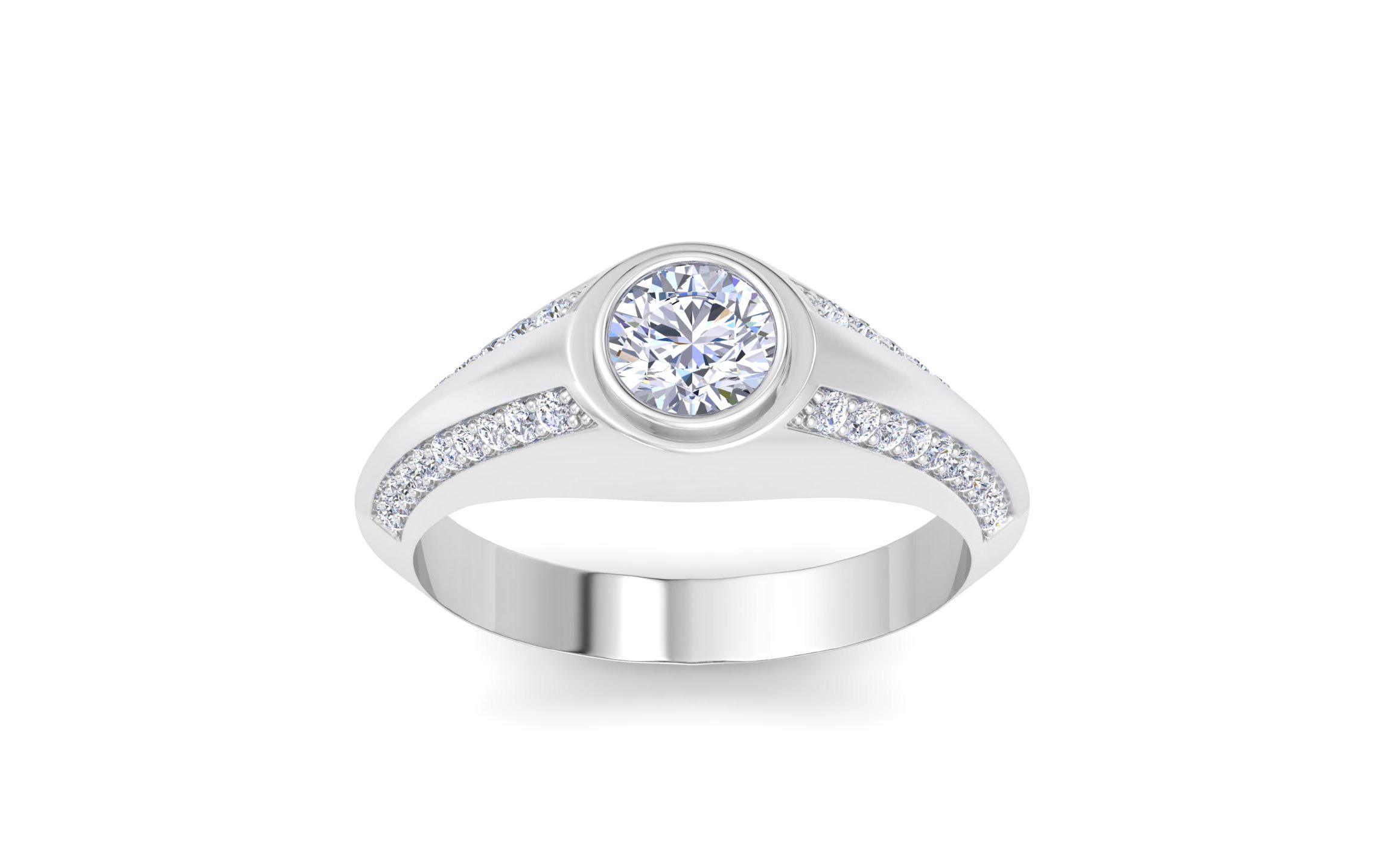 Lab Created Mens 1 1/2 Carat Round Shape Lab Grown Diamond Ring In Sterling Silver