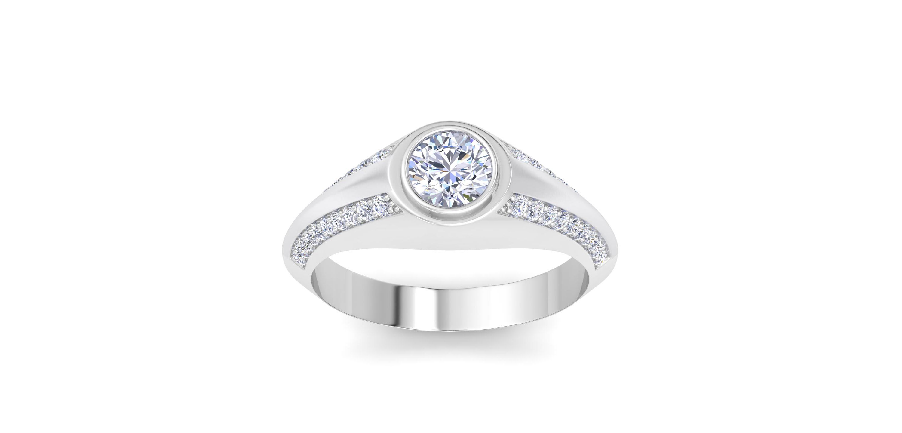 Lab Created Mens 1 1/2 Carat Round Shape Lab Grown Diamond Ring In Sterling Silver