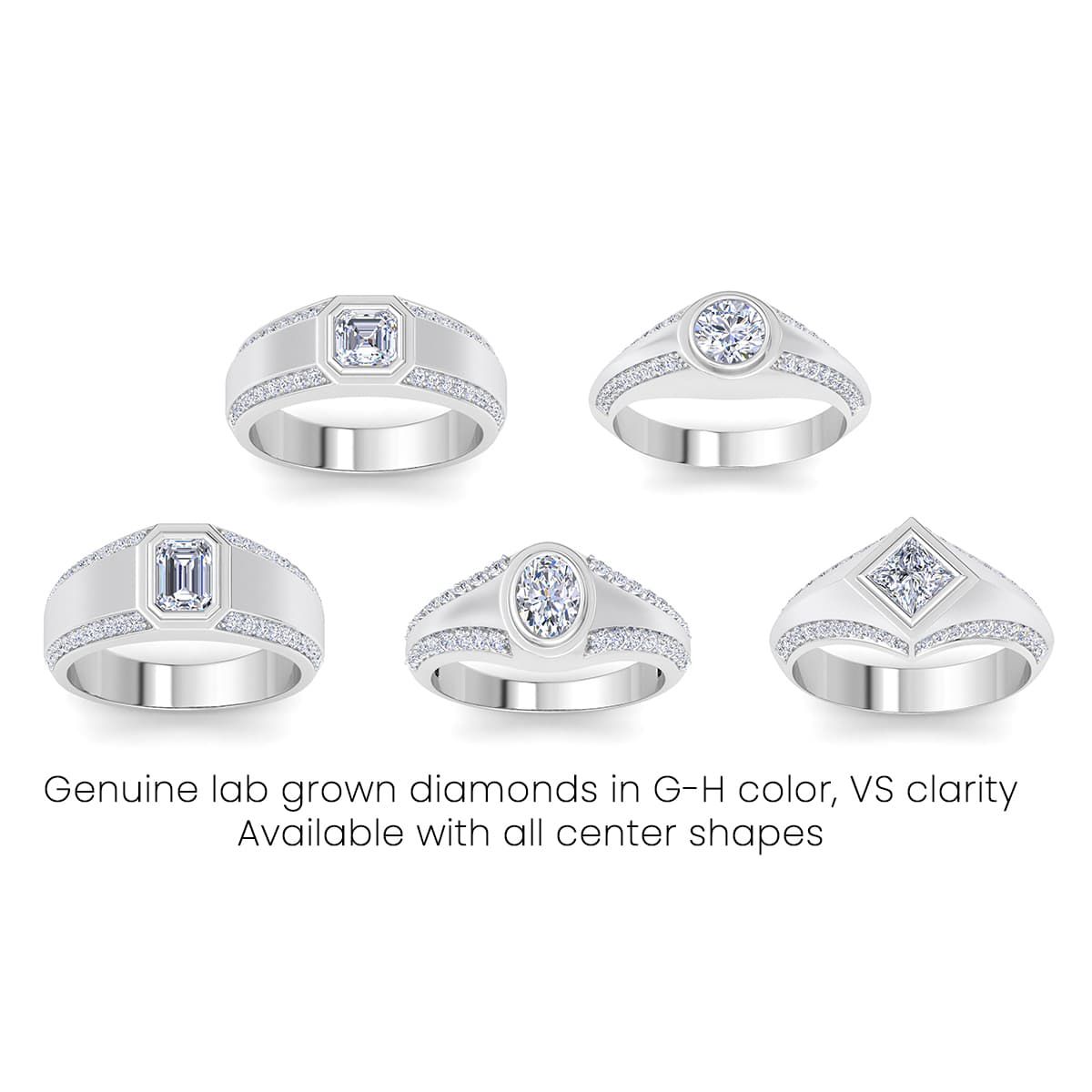 Lab Created Mens 1 1/2 Carat Round Shape Lab Grown Diamond Ring In Sterling Silver