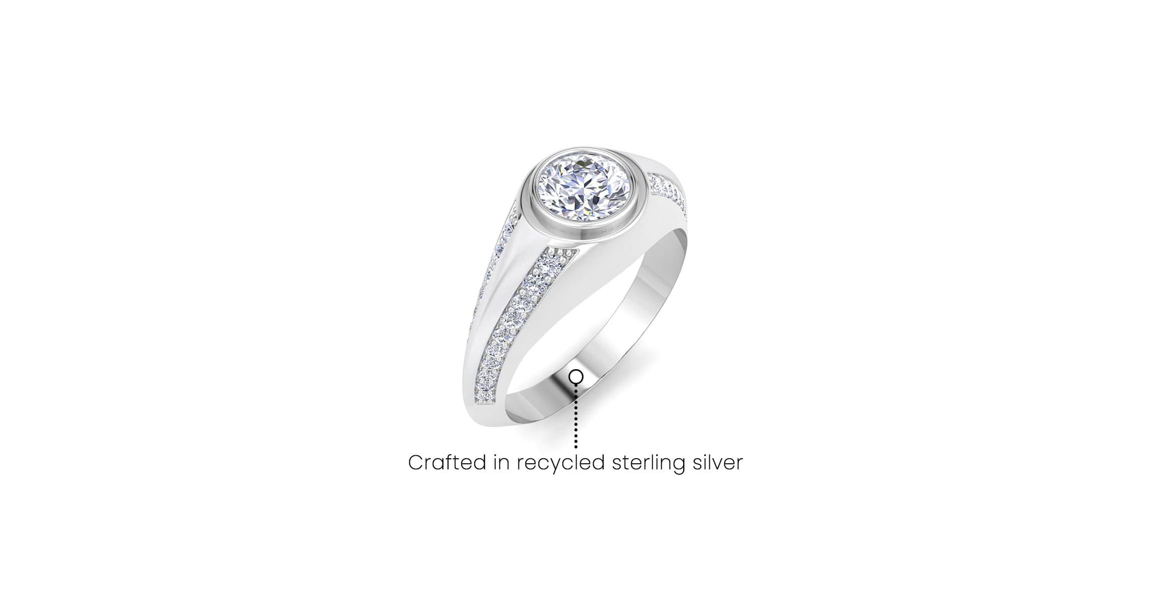 Lab Created Mens 1 1/2 Carat Round Shape Lab Grown Diamond Ring In Sterling Silver