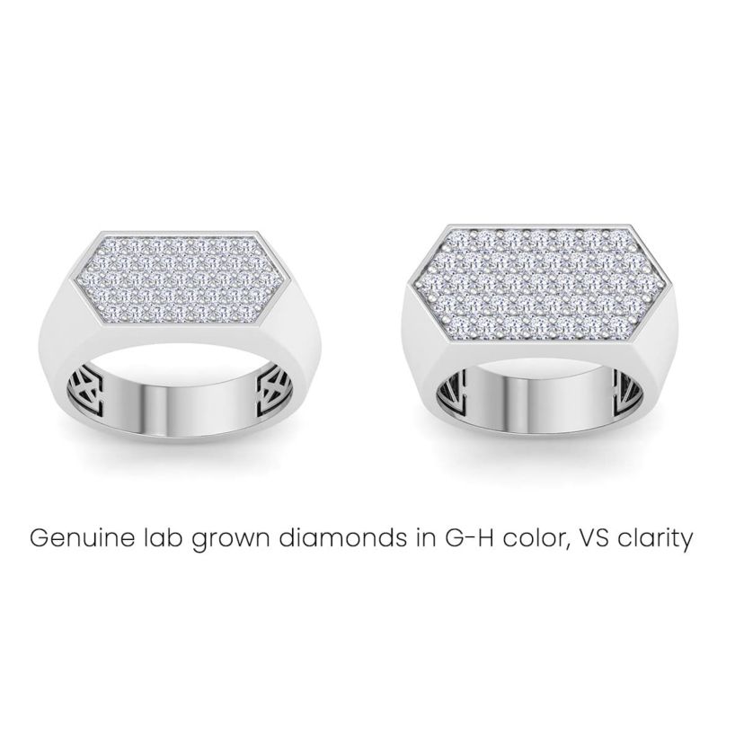 Lab Created Mens 1 Carat Lab Grown Diamond Cluster Ring In Sterling Silver
