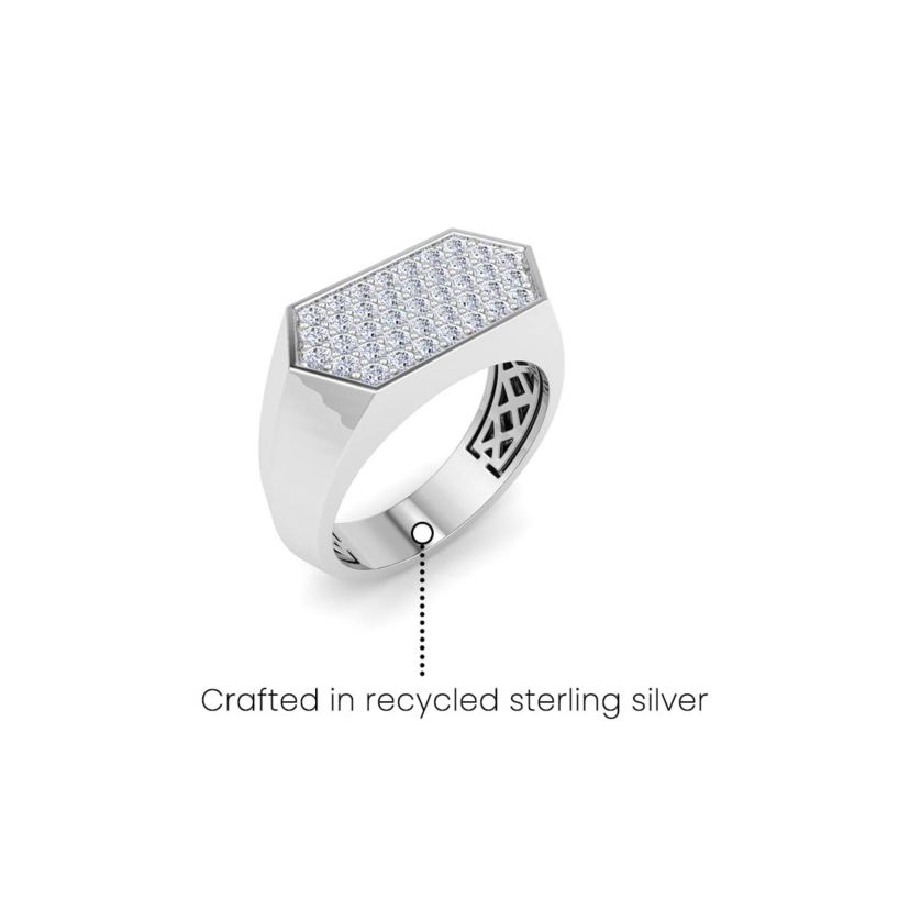 Lab Created Mens 1 Carat Lab Grown Diamond Cluster Ring In Sterling Silver