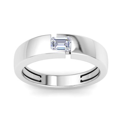 Bruno Magli Lab Created Mens 1/2 Carat Emerald Cut Lab Grown Diamond Floating Solitaire Ring In Sterling Silver