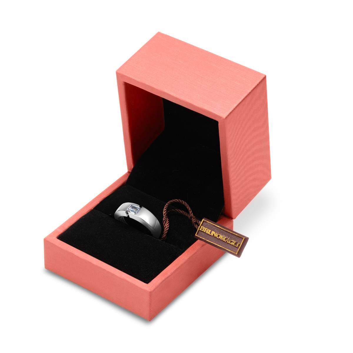 Lab Created Mens 1/2 Carat Emerald Cut Lab Grown Diamond Floating Solitaire Ring In Sterling Silver