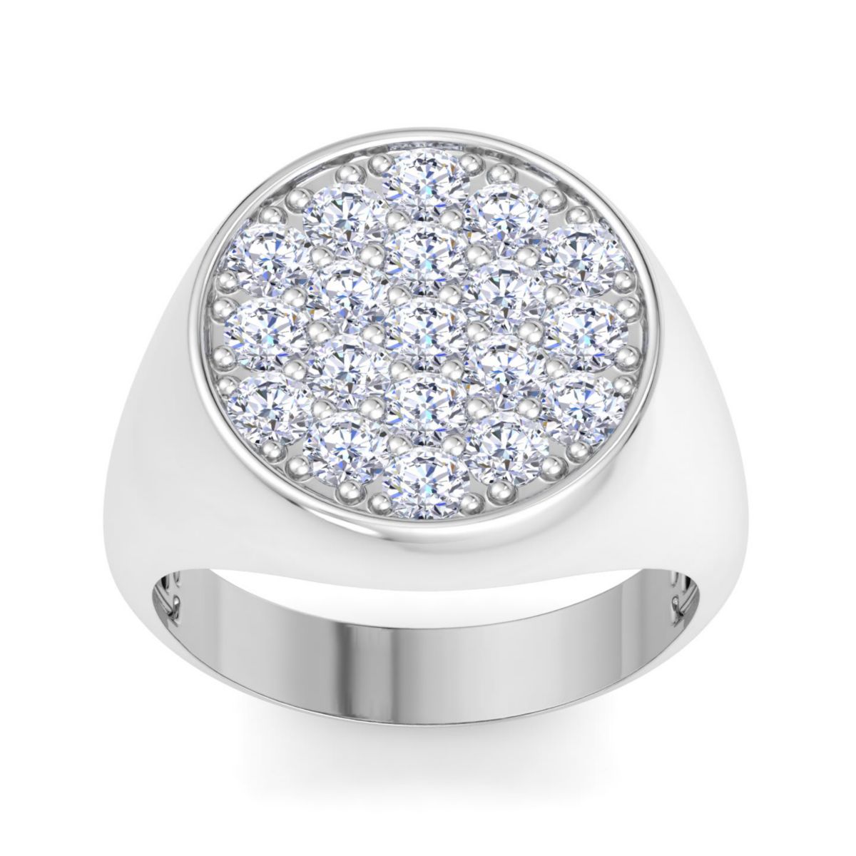 Lab Created Mens 2 Carat Round Lab Grown Diamond Cluster Ring In Sterling Silver