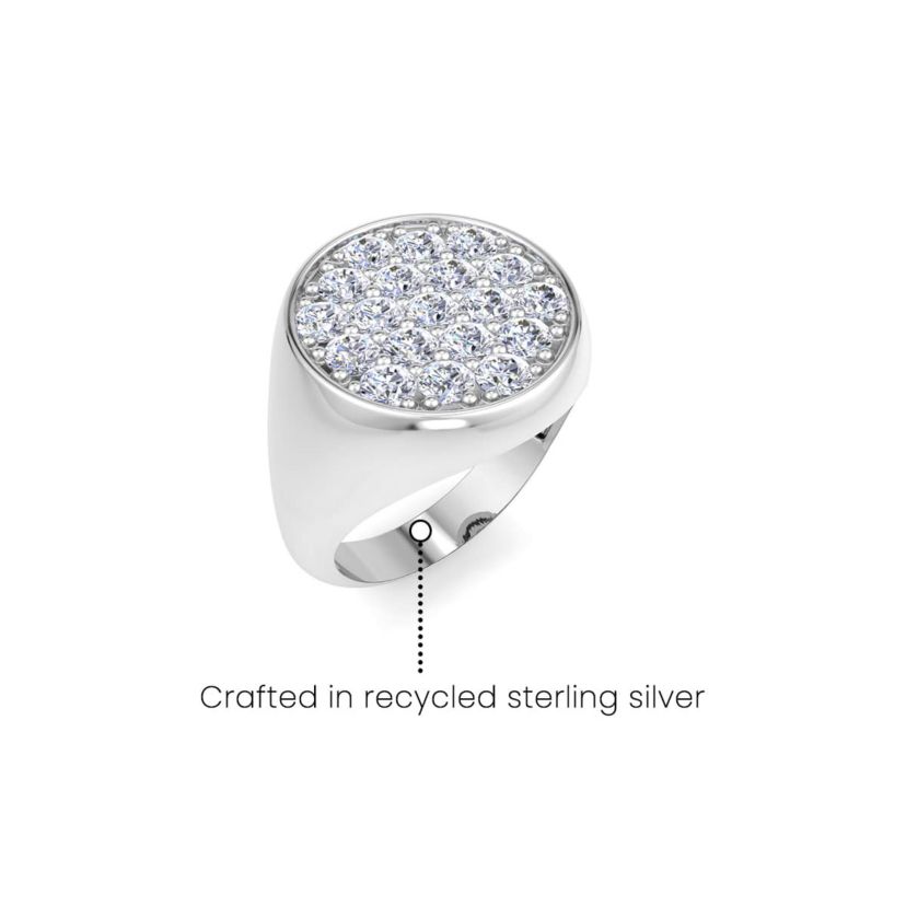 Lab Created Mens 2 Carat Round Lab Grown Diamond Cluster Ring In Sterling Silver