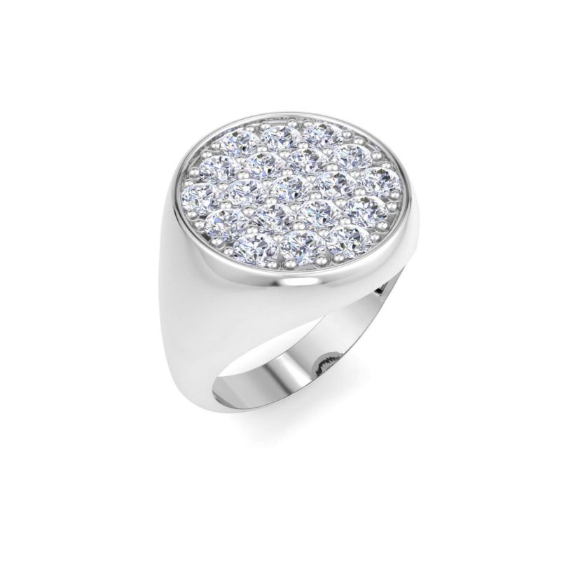 Lab Created Mens 2 Carat Round Lab Grown Diamond Cluster Ring In Sterling Silver