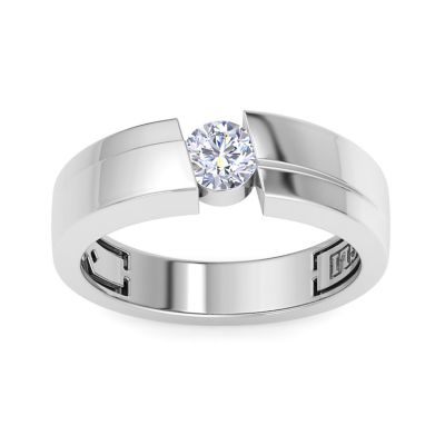 Bruno Magli Lab Created Mens 1/2 Carat Round Shape Lab Grown Diamond Floating Solitaire Ring In Sterling Silver