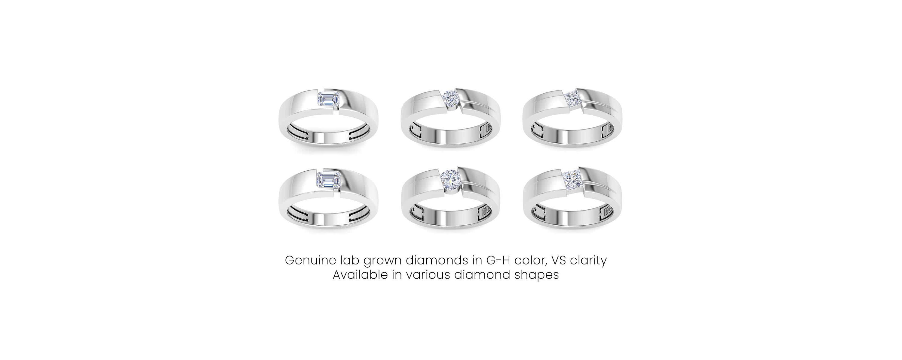 Lab Created Mens 1/2 Carat Round Shape Lab Grown Diamond Floating Solitaire Ring In Sterling Silver