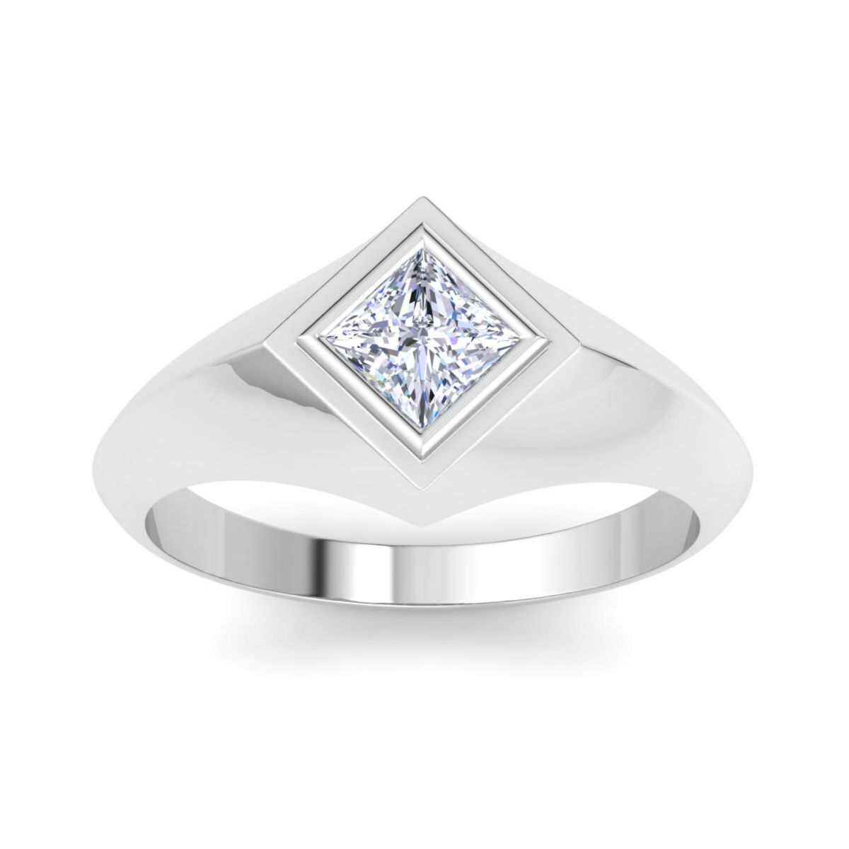 Lab Created Mens 1 Carat Princess Cut Lab Grown Diamond Solitaire Ring In Sterling Silver