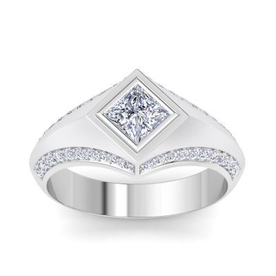 Bruno Magli Lab Created Mens 1 1/2 Carat Princess Cut Lab Grown Diamond Ring In Sterling Silver, 13