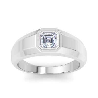 Bruno Magli Lab Created Mens 1 Carat Asscher Cut Lab Grown Diamond Solitaire Ring In Sterling Silver, 12