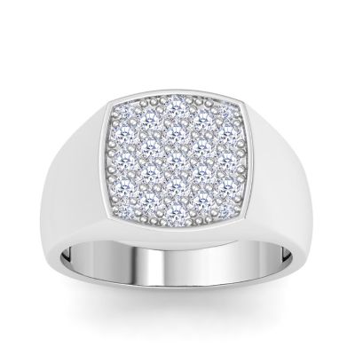 Bruno Magli Lab Created Mens 1 Carat Cushion Lab Grown Diamond Cluster Ring In Sterling Silver, 10