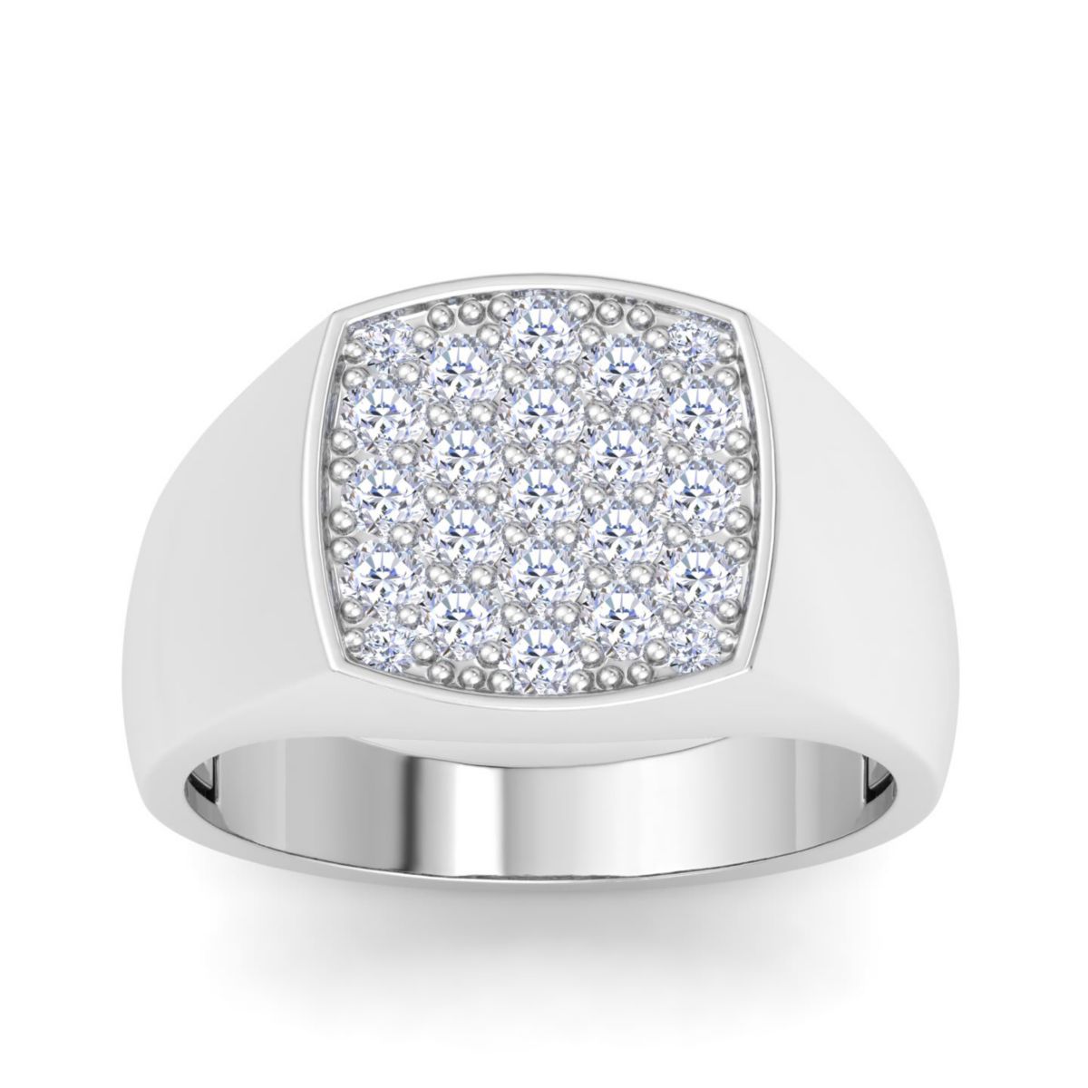 Lab Created Mens 1 Carat Cushion Lab Grown Diamond Cluster Ring In Sterling Silver