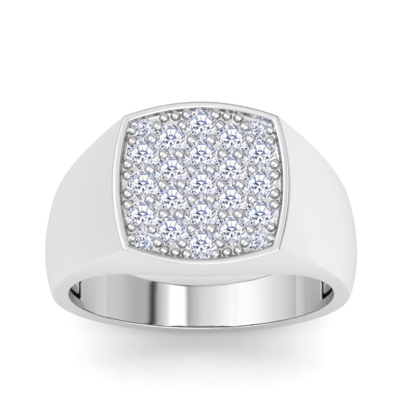 Lab Created Mens 1 Carat Cushion Lab Grown Diamond Cluster Ring In Sterling Silver