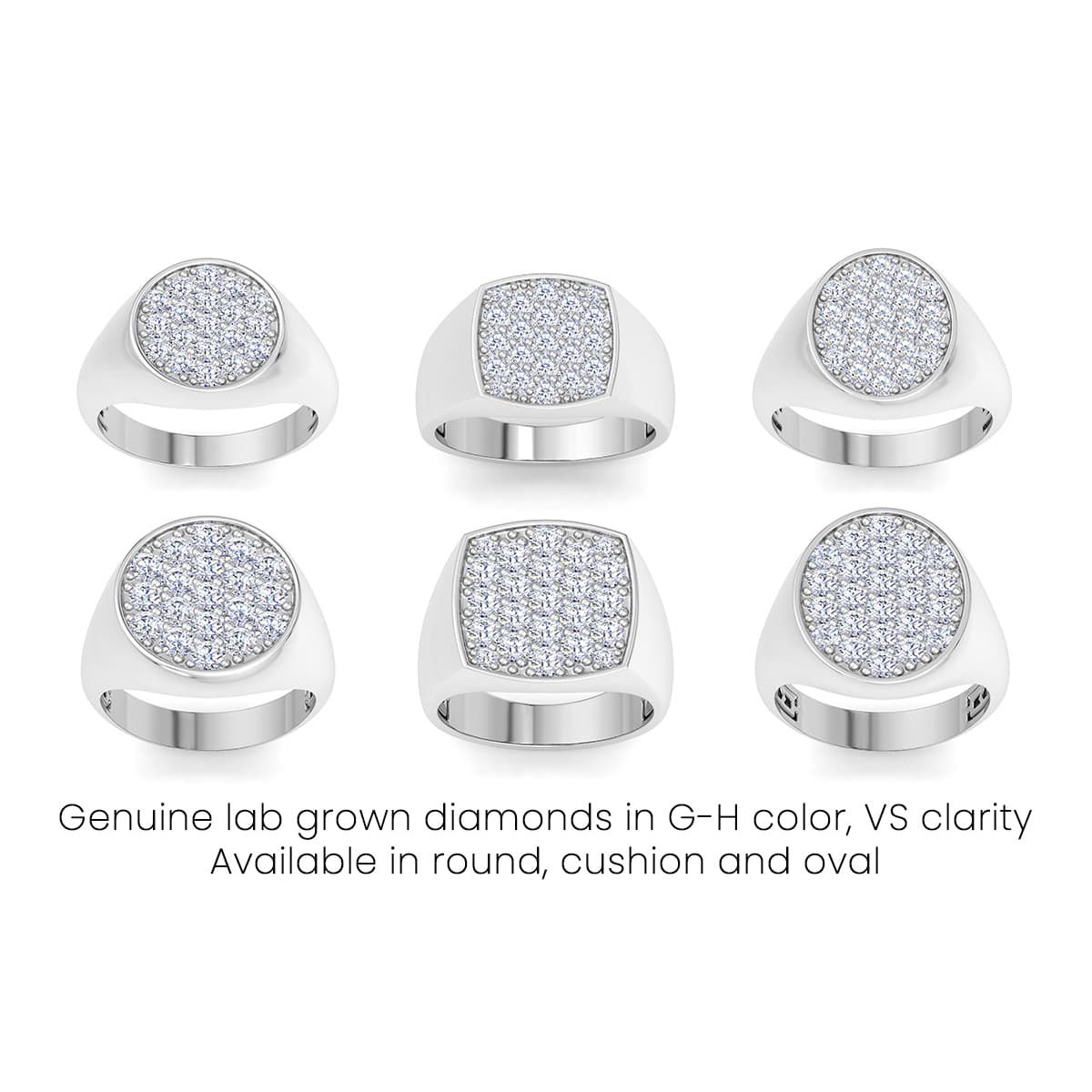 Lab Created Mens 1 Carat Cushion Lab Grown Diamond Cluster Ring In Sterling Silver