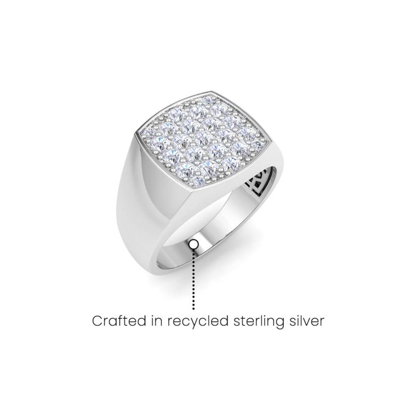 Lab Created Mens 1 Carat Cushion Lab Grown Diamond Cluster Ring In Sterling Silver