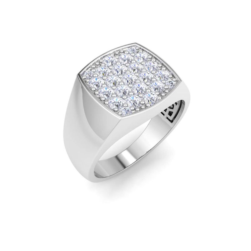 Lab Created Mens 1 Carat Cushion Lab Grown Diamond Cluster Ring In Sterling Silver