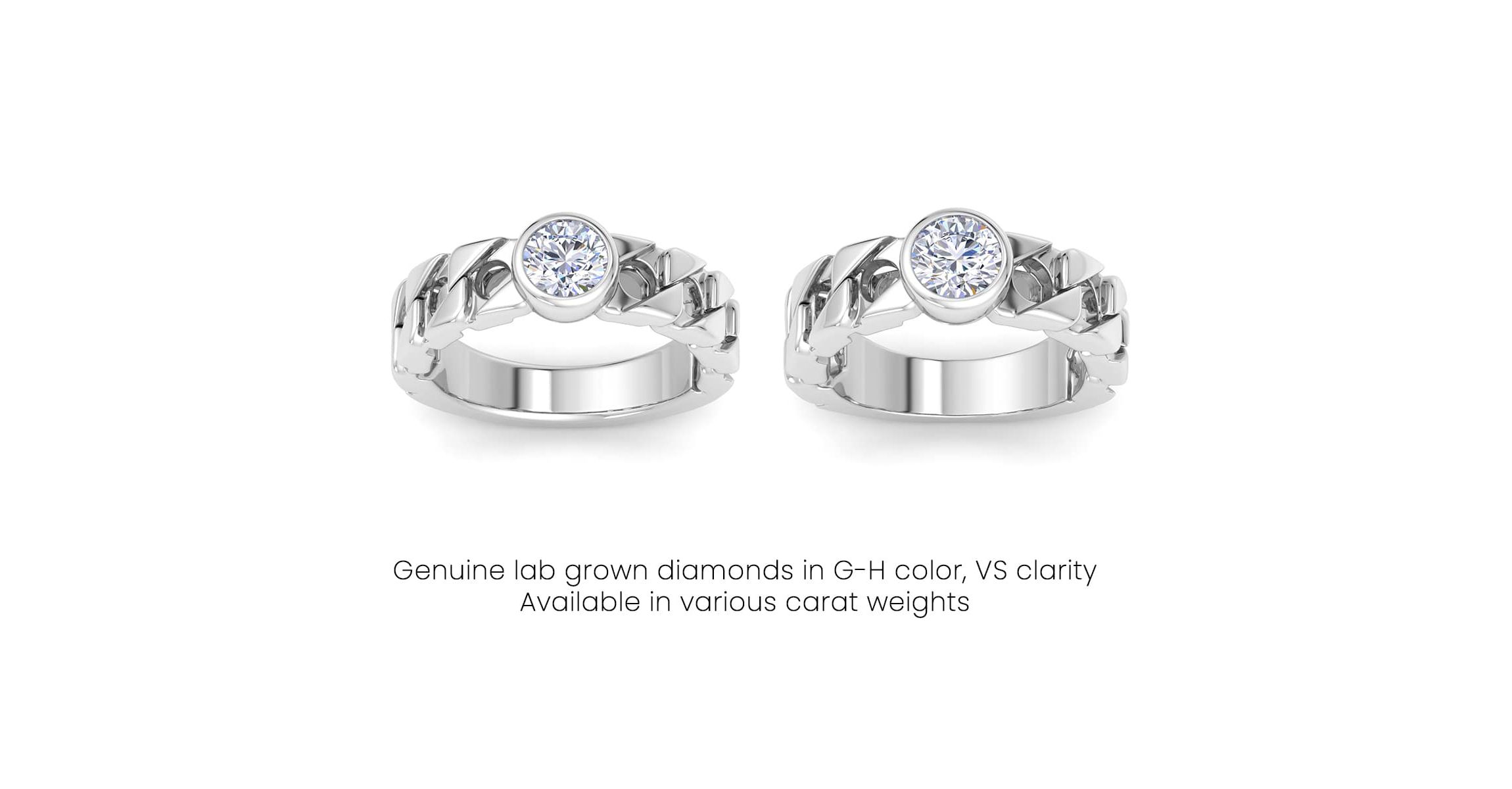 Lab Created Mens 1 Carat Round Shape Lab Grown Diamond Bezel Set Solitaire Ring In Sterling Silver