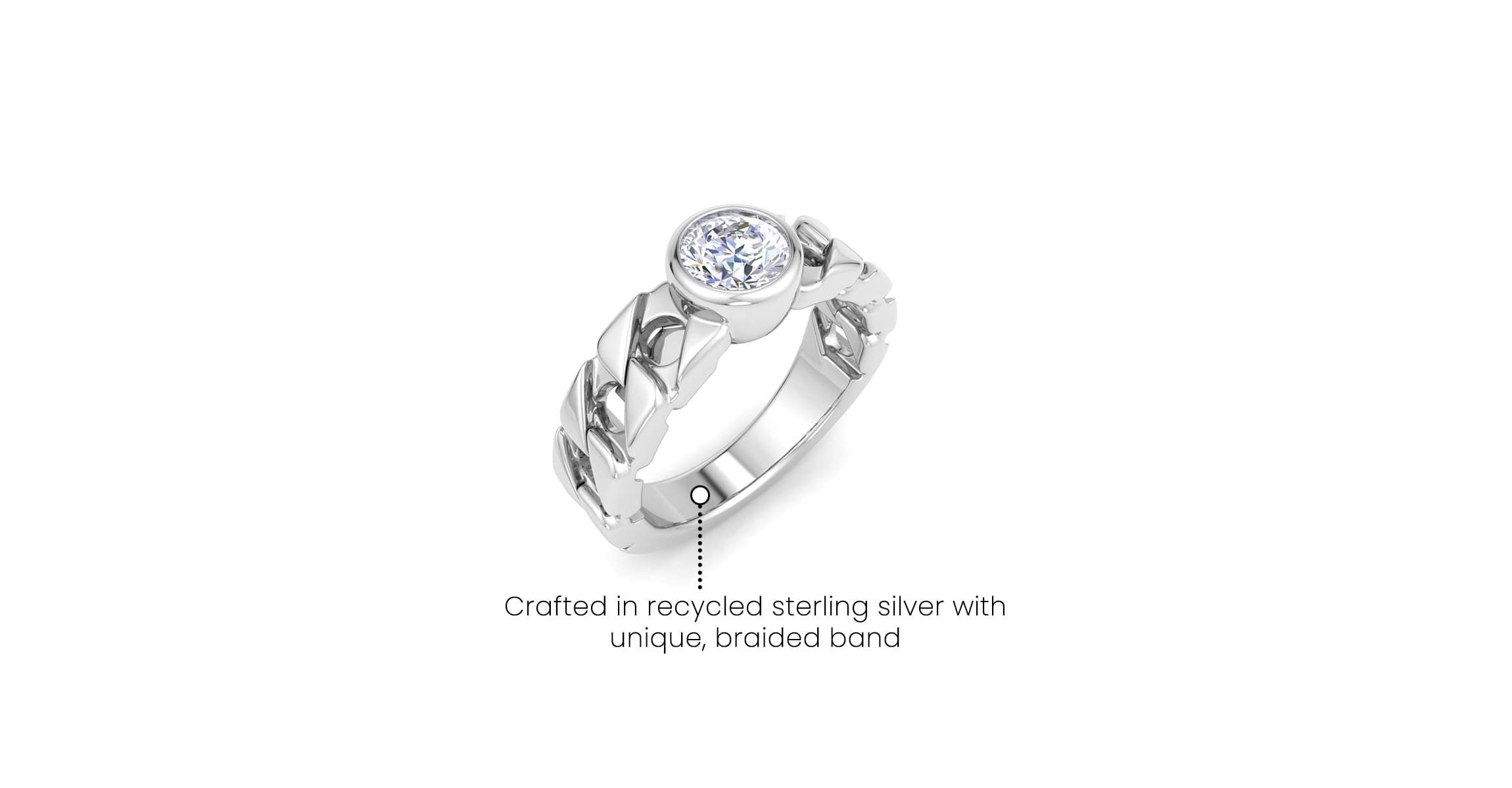 Lab Created Mens 1 Carat Round Shape Lab Grown Diamond Bezel Set Solitaire Ring In Sterling Silver