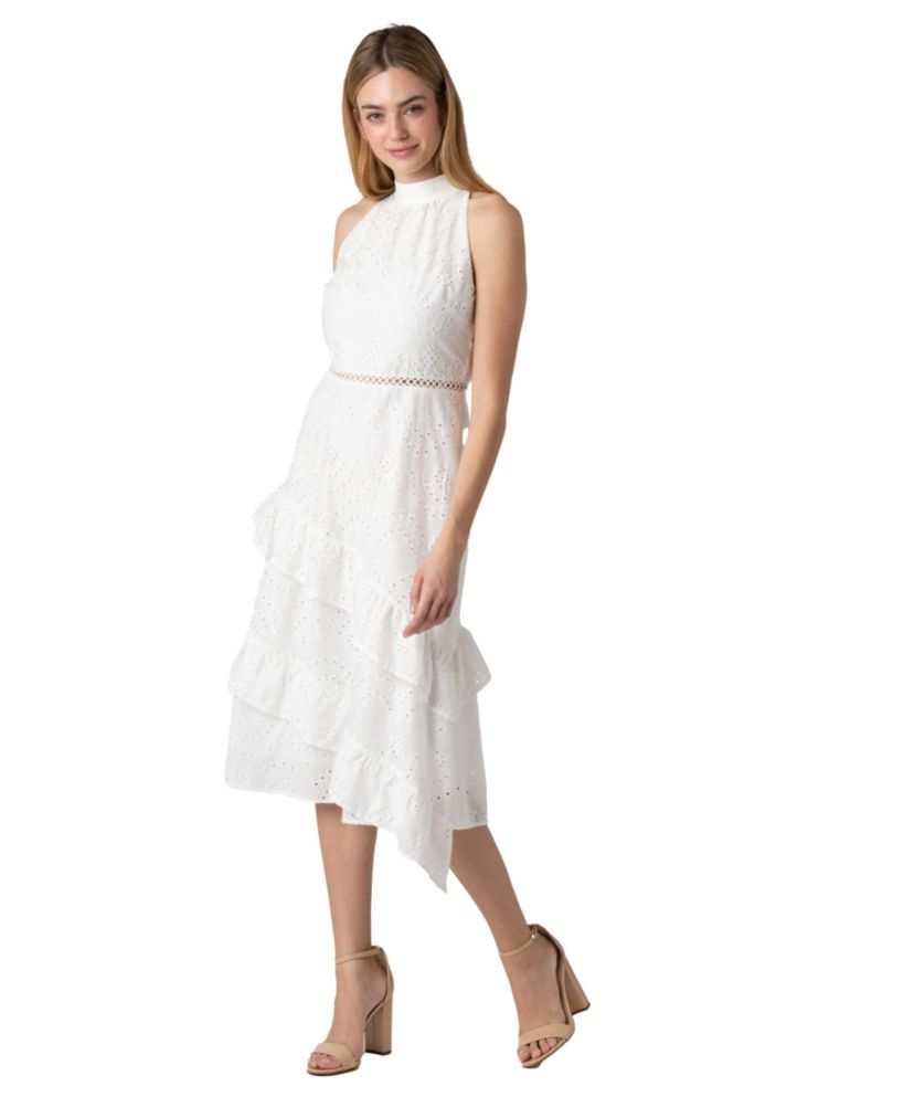 Eyelet High Neck Dress
