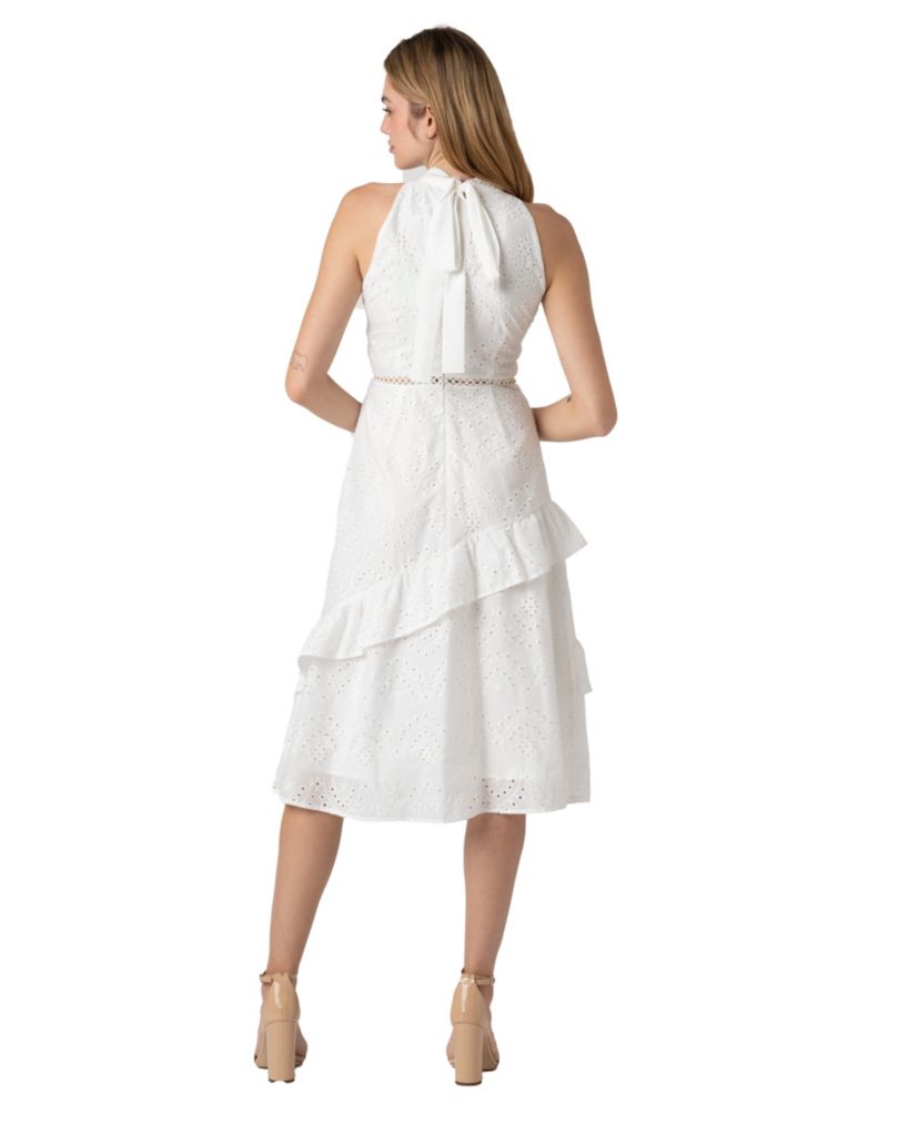 Eyelet High Neck Dress