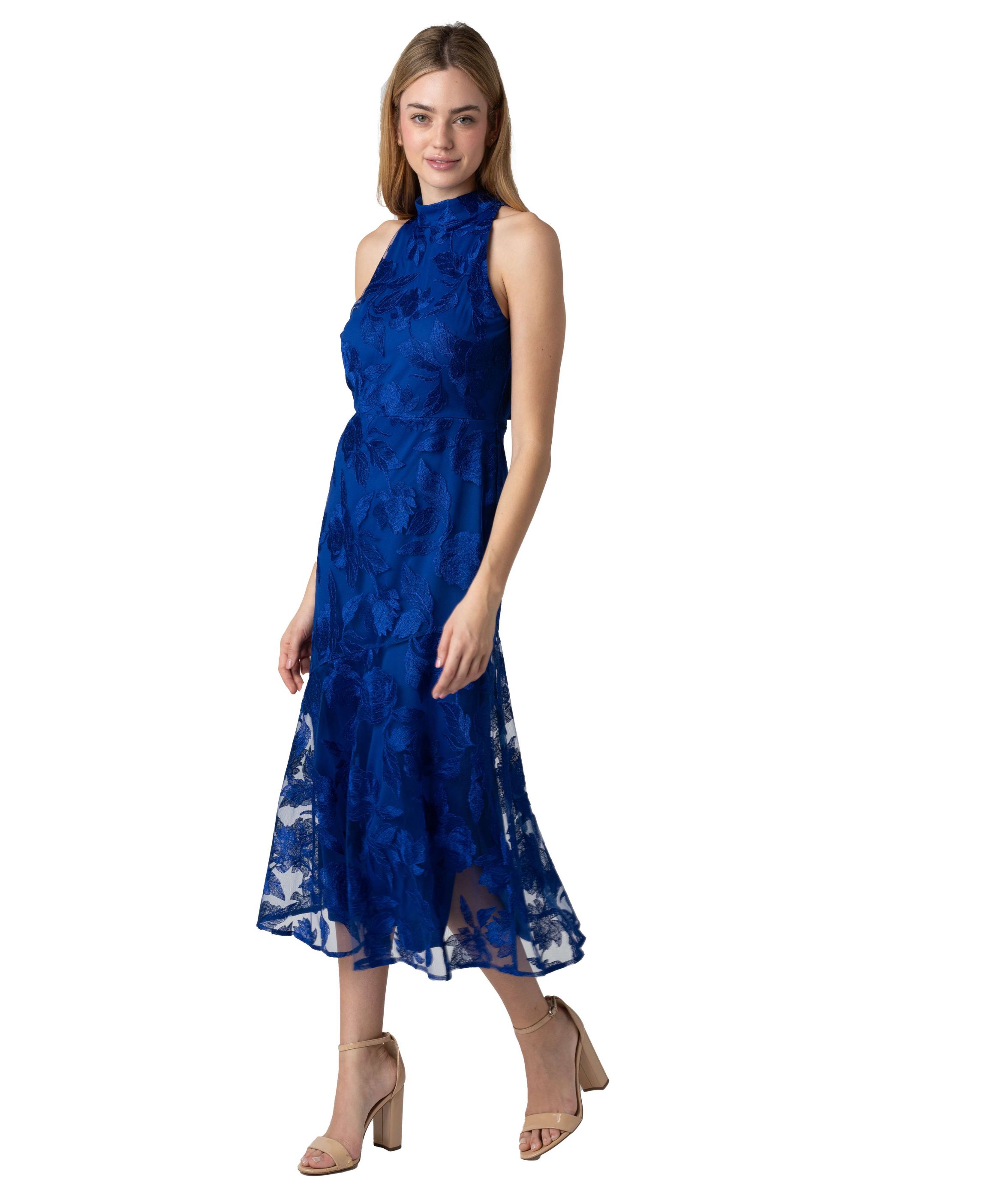 Leafy Rose Outlined Mini Sleeveless Dress