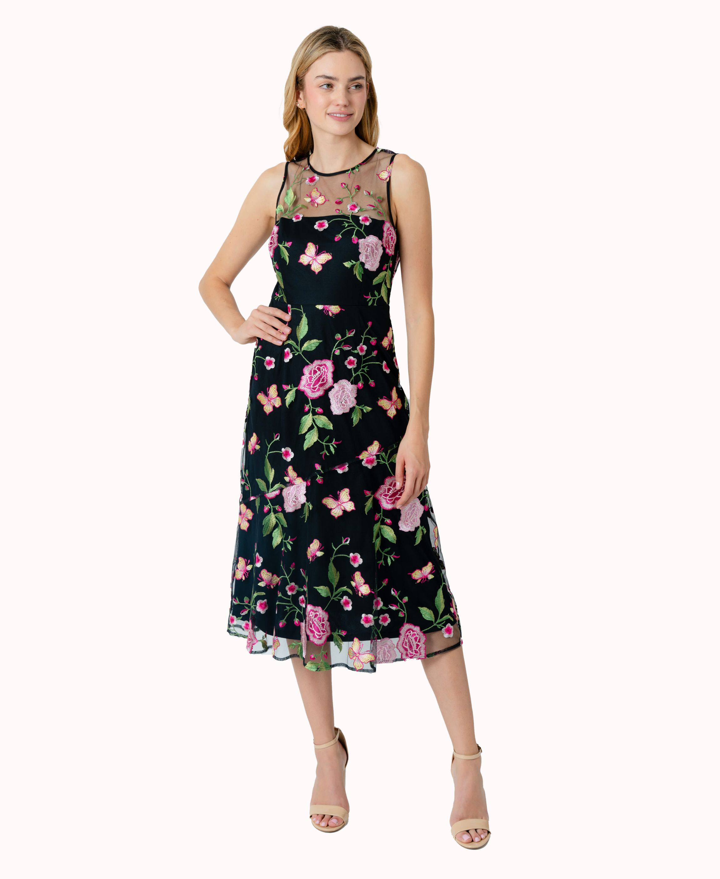 Butterfly Rose Midi Dress