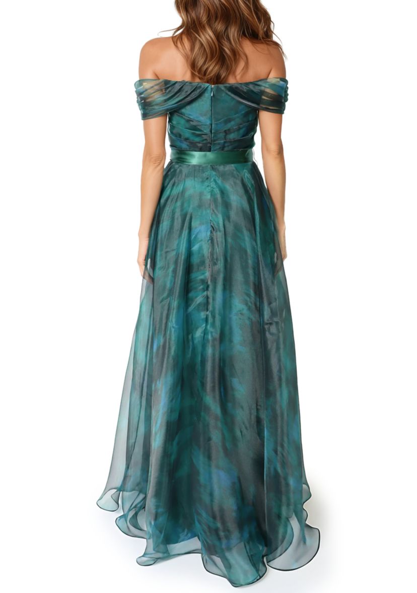 belk green prom dress ZAPAKA Women Dark Green Prom Dress Off the Shoulder A Line Formal Dress, Dark Green / US10 main image 0
