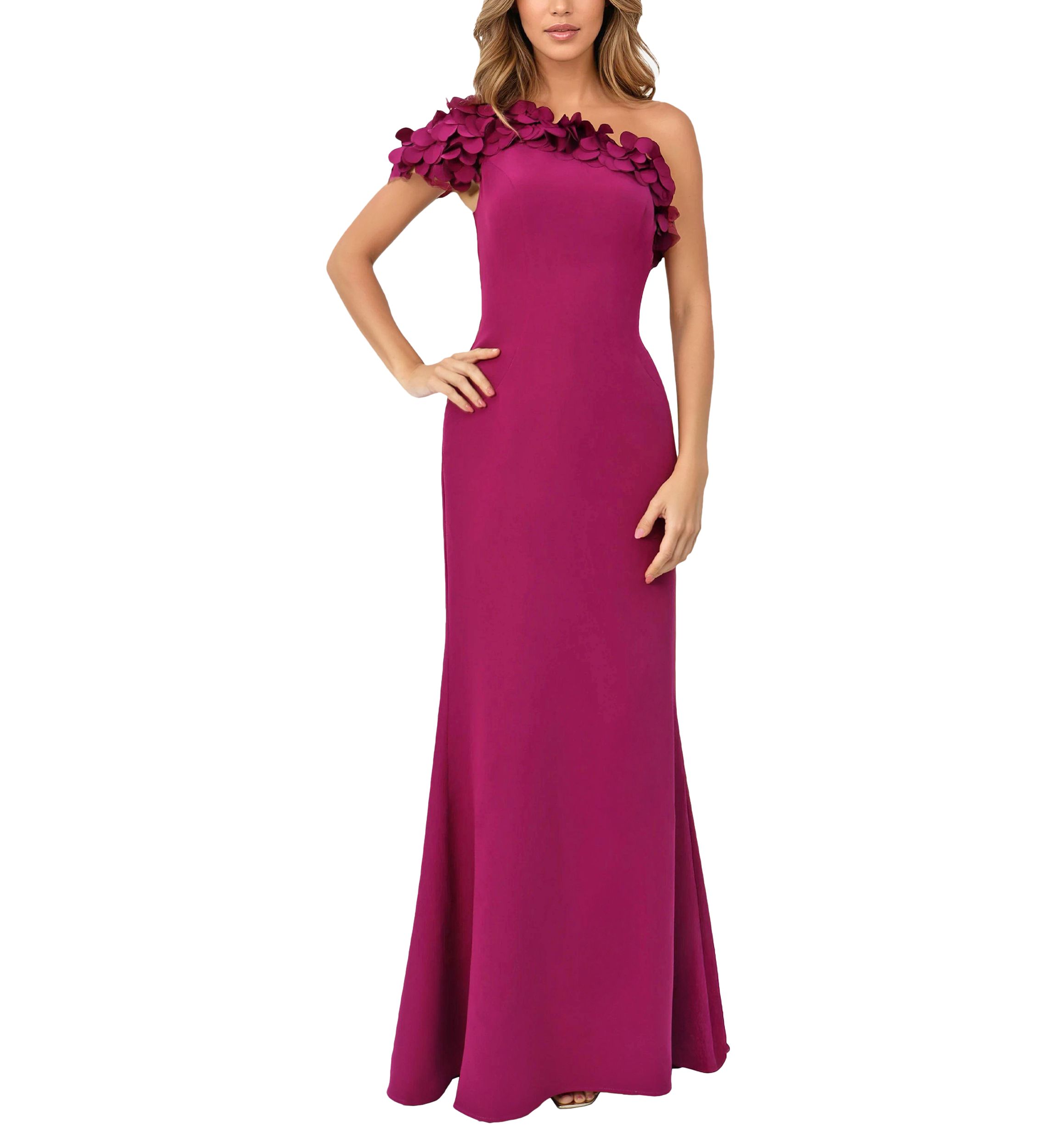 Womens One Shoulder A-Line Gown