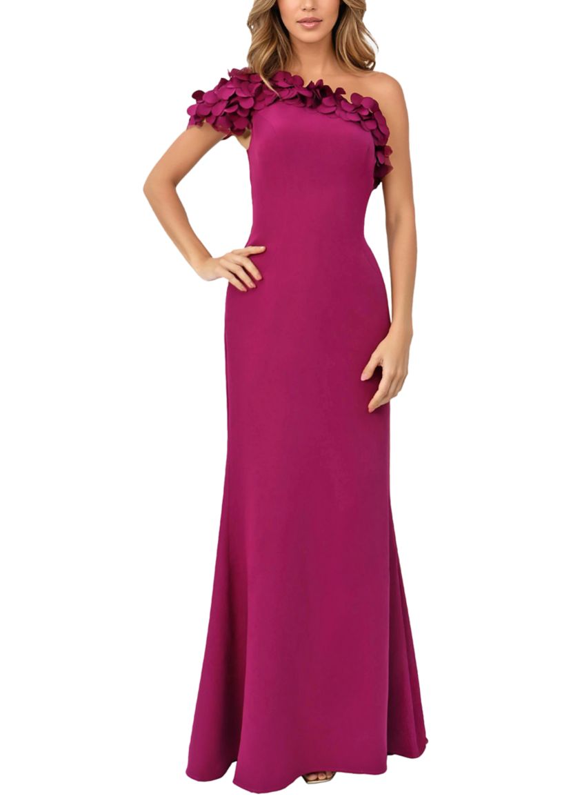Womens One Shoulder A-Line Gown